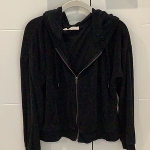 Ocean drive Terry cloth black zip up sweater size medium